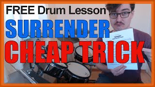 ★ Surrender (Cheap Trick) ★ FREE Video Drum Lesson | How To Play SONG (Bun E. Carlos)