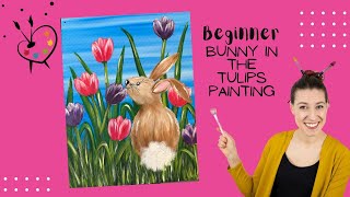 Beginner Bunny in the Tulips Painting