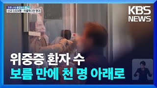 보름 만에 위중증 1천 명 아래로…오미크론 확산 변수 / KBS  2022.01.04.