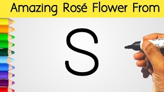How to draw rose using latter S step by step | How to draw rose easily | Rojvai Drawing