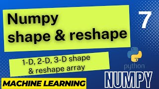 Shape and Reshaping Arrays | machine learning | Python NumPy Tutorial for Beginners