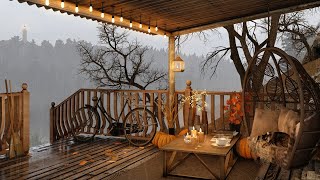 Cozy Porch in Late Autumn Ambience with 8 hours Relaxing Rain Sounds for Sleeping or Studying