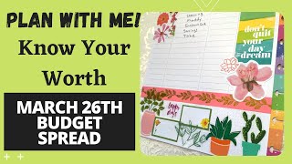 March 26th Budget Spread | Know Your Worth | The Happy Planner | MAMBI