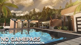 No Gamepass Private Modern Beach Mansion | Roblox | Bloxburg House build | Speedbuild