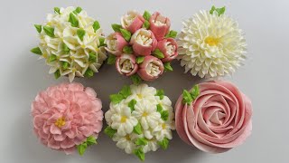 Buttercream Floral Cupcake Decorating in pink & white (to get this set: search "anhbakes" on Amazon)