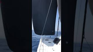 Downwind in 10kn TWS on asymmetric spinnaker and full mainsail