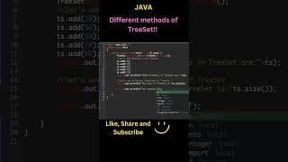 Java TreeSet | Different functions of TreeSet | Java Programming #shorts
