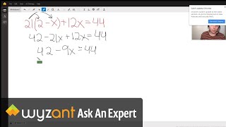 21(2-x) + 12x = 44 solving for "x"