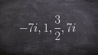 Write the polynomial function given a complex and fraction as zeros