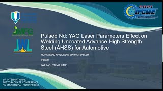 IPCME2021 PULSED ND:YAG LASER PARAMETERS EFFECT ON WELDING UNCOATED AHSS FOR AUTOMOTIVE