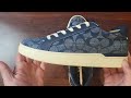 Unboxing Coach Clip Low Top Sneaker In Signature Chambray Midnight Navy Denim