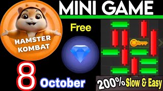 8 October 💎🔑🐹 Puzzle Trick: P2E Hamster Kombat key MiniGame Solved, slow step by step! 🎮