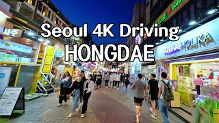 [4K] Seoul Driving /합정역에서 홍대 핫플레이스 주변 드라이빙 /Hongdae Hot Place Driving /배경음악 없이 드라이빙과 현장 사운드