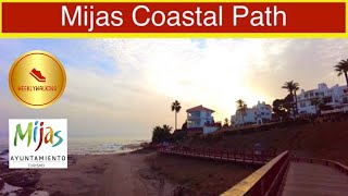 Glorious Sunset stroll on Mijas Coastal Path,(Natural sounds) Costa del Sol, Spain, 4K, October 2022