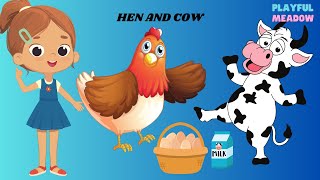 DIXIE AND CLARA : UNIQUE STRENGTHS OF PLAYFUL FARM | Hen and cow Harmony | PLAYFUL MEADOW