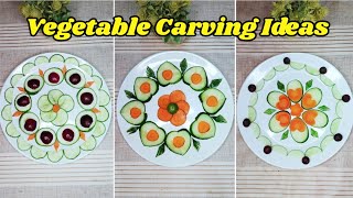 Easy Vegetable Carving Ideas l Fast Vegetables cutting skills l Salad Decorations #cucumbercarving