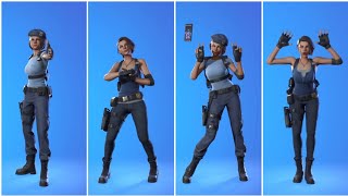 Fortnite Jill Valentine Skin Showcase مع سلسلة أيقونات رقصات وعواطف | Fortnite X Resident Evil