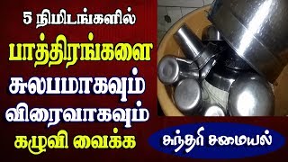 ஐந்தே நிமிடங்களில் பாத்திரங்களை எளிமையாக கழுவி வைக்க | How to Wash Plates Fast