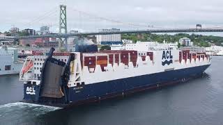 Nice Aerial Views! Con Ro Vessel ATLANTIC SUN Inbound into Halifax, Nova Scotia, Canada