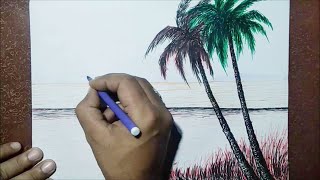 How to draw Seaside Palm Tree