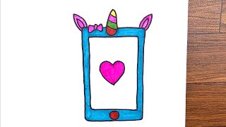 HOW TO DRAW A CUTE CELL PHONE - DRAWING A CELL PHONE EASY STEP BY STEP