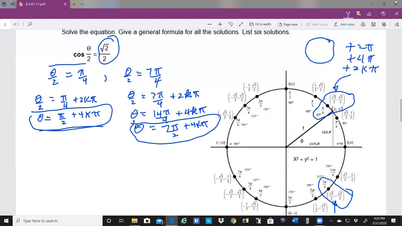 Trig Equation Homework Precalculus - YouTube