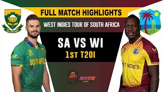 SA vs WI 1ST T20 FULL MATCH HIGHLIGHTS | SOUTH AFRICA vs WEST INDIES FIRST T20 HIGHLIGHTS