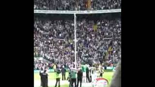 Three In  A Row Flag Unfurling at Celtic Park