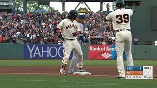 LAD@SF: Crawford drives a triple to right-center