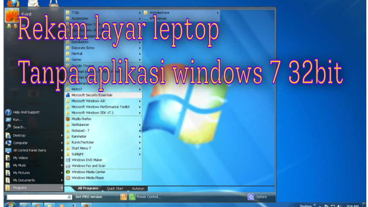 Cara Merekam Layar Laptop Windows 7 - 32bit Tanpa Aplikasi - YouTube