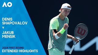 Denis Shapovalov v Jakub Mensik Extended Highlights | Australian Open 2024 First Round