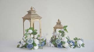 Ling's Moment Lantern Floral Arrangements - Dusty Blue