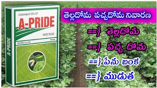 Acetamiprid 20% sp//pride పురుగు మందు గురించి తెలుసుకుండి/  తెల్ల దోమ పచ్చ// దోమ పెనుబంక //తామర ముడత