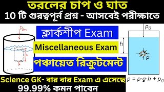 Hydrostatic Pressure/তরলের চাপ ও ঘাত#Science For Clerkship \u0026 Miscellaneous# Science GK