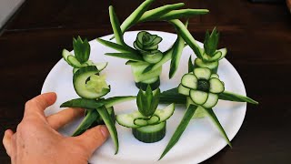 Cucumber Show | Vegetable Carving Garnish | Cucumber Art | Cucumber Flower