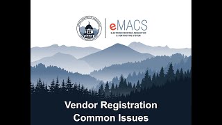 Vendor Registration - Common Issues