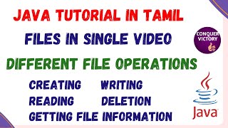 68) Files in java in Tamil | File Operations | Create | reading | writing | deletion | File Handling