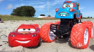 Disney Pixar CARS TOONS Tow Mater TORMENTOR Monster Truck & Lightning McQueen