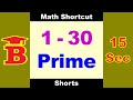 1 to 30 Prime Numbers Trick