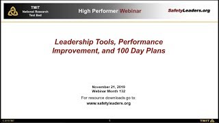 Webinar - Leadership Tools, Performance Improvement and 100 Day Plans