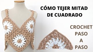 Crochet tutorial cómo tejer la mitad de un cudrado | tejer con gancho