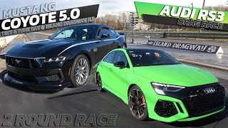 Audi RS3 vs Coyote Mustang 5.0 Rematch Drag Race @ Island dragway