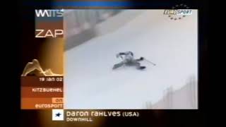 Alpine Skiing - 2002 - Men's Downhill - Rahlves crash in Kitzbuhel