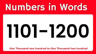 Numbers 1101 to 1200 || 1101 To 1200 Numbers in words in English ||1101-1200 English numbers