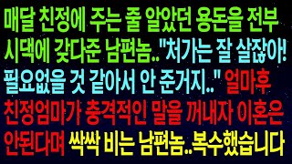 (사연열차)매달 친정에 주는 줄 알았던 용돈을 전부 시댁에 갖다준 남편..\