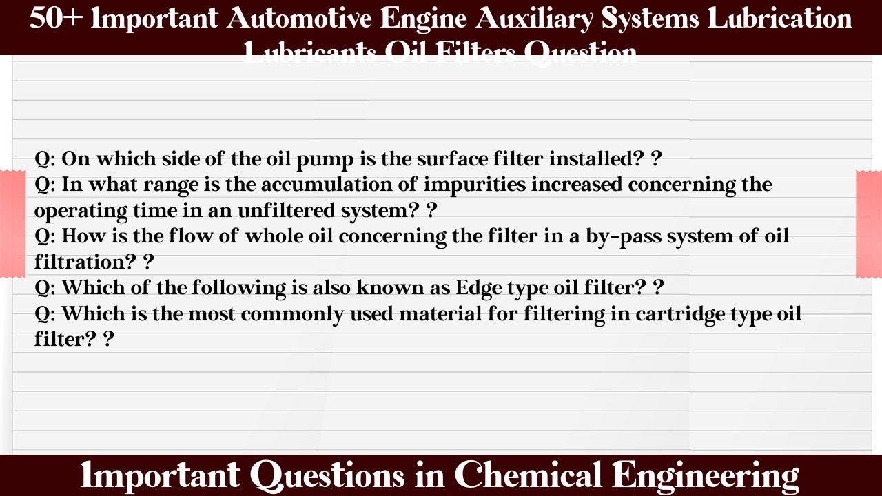 Mcq Questions Automotive Engine Auxiliary Systems Lubrication