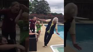 Grandma got scared and fell into the pool 🤣😂💯🤯 must watch #underrated #funny #memes #fails