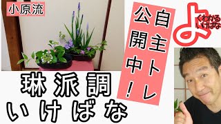 【琳派調いけばな】いけばな小原流　琳派調いけばなの自主トレーニング風景です。花菖蒲　紫陽花　カワラナデシコ　ナルコユリ　レンギョウ　いける参考になれば幸いです！始めよういけばなレッスン！