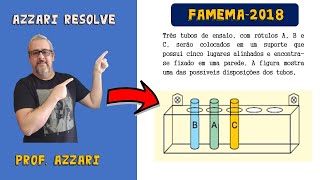 (Famema-2018) Três tubos de ensaio com rótulos A B e C serão colocados em um suporte que possui cin