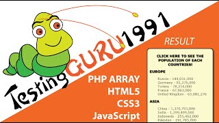PHP Array, HTML5, CSS3 and JavaScript all in one web page